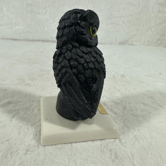 Vintage Black Owl on ceramic base crafted from Pennsylvania Coal Dust - Picture 6 of 10